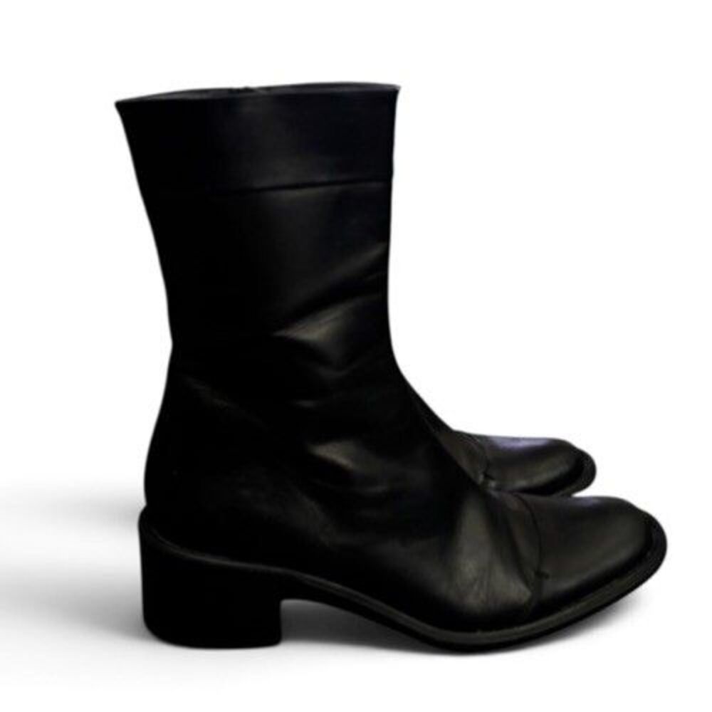 Banana Republic Black Leather Mid Calf Boots Square Toe Made Italy Women’s Sz 7